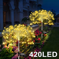 Garden Decor LED Solar Flower Fairy Lights Waterproof Outdoor Solar Power Firework Lamp for Yard Pathway Patio Lawn