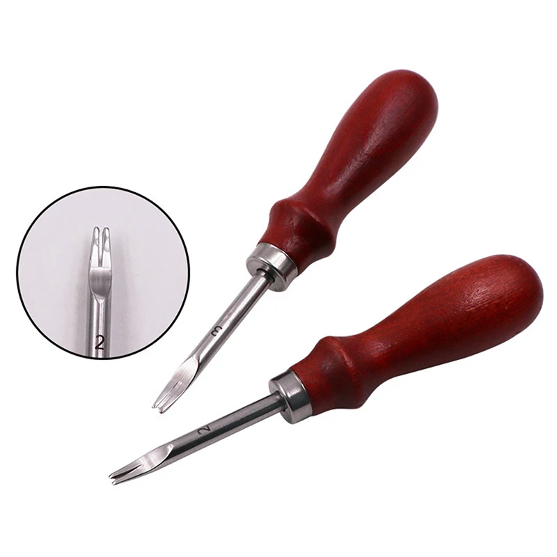 DIY Tools 0.8/1.0/1.2/1.5mm Leather Edge Beveler Skiving Beveling Knife Cutting Hand Craft Tool with Wood Handle  1pc