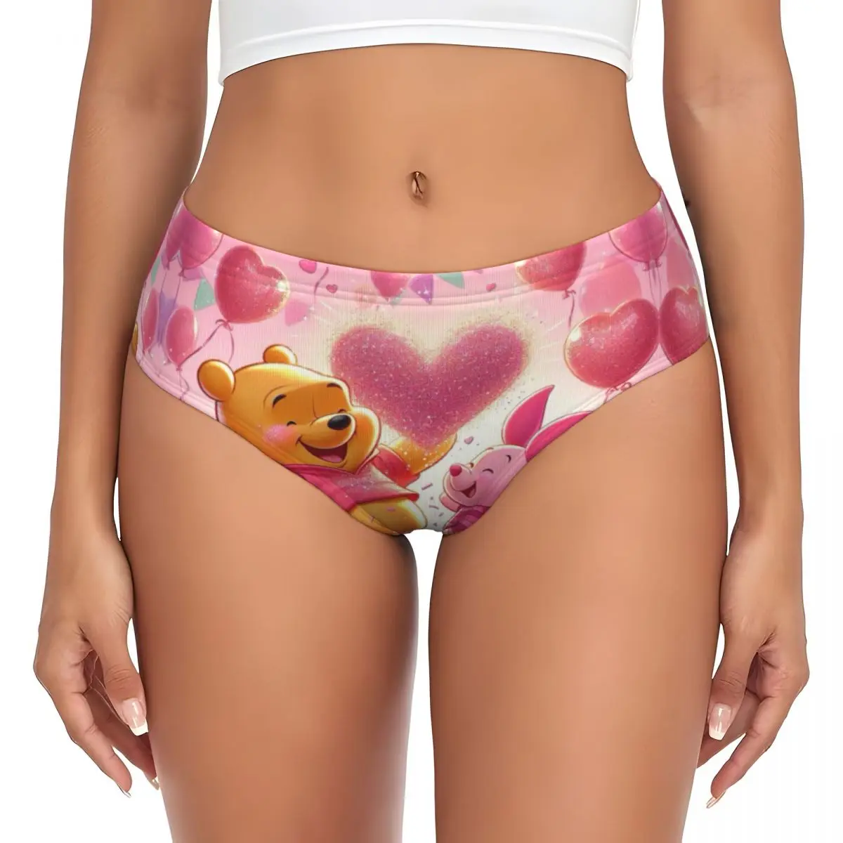 カスタムアニメーションくまのプーさんI LOVE YOUブリーフパンティーレディース快適下着