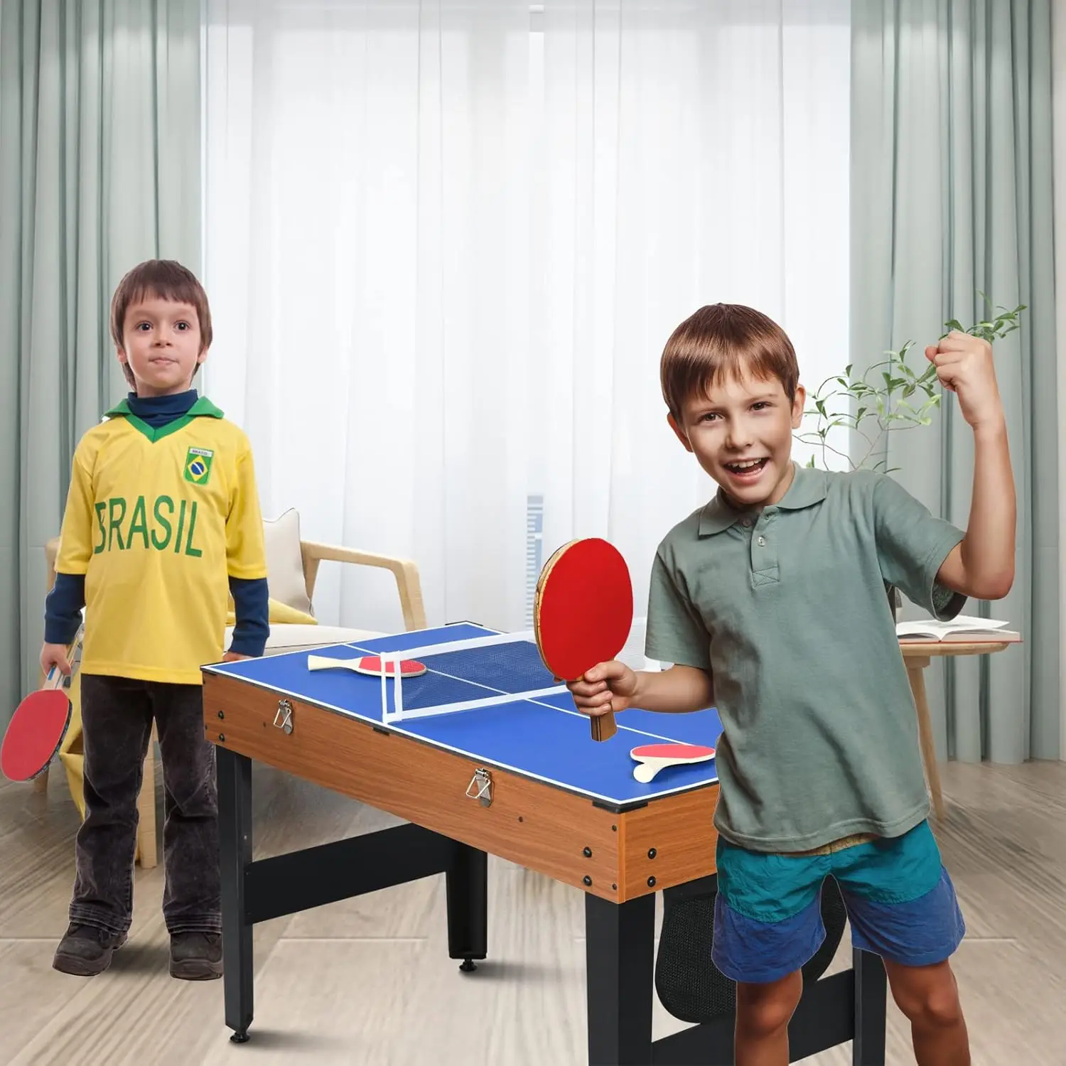 Multi Game Table Set para Casa, Sala de Jogos, Amigos e Família, Hockey- Pool Foosball, Ping Pong, 4ft, 7 em 1