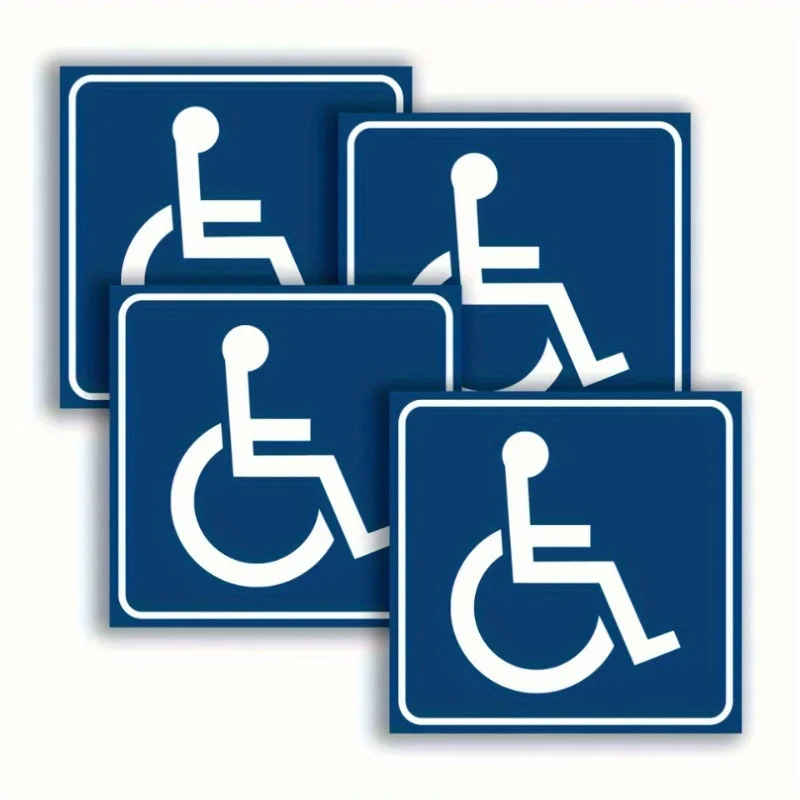 4pcs/set Barrier-free Access Sign Sticker, Waterproof Handicap Wheelchair Sign, Disability Sign Self-adhesive Stickers image 2