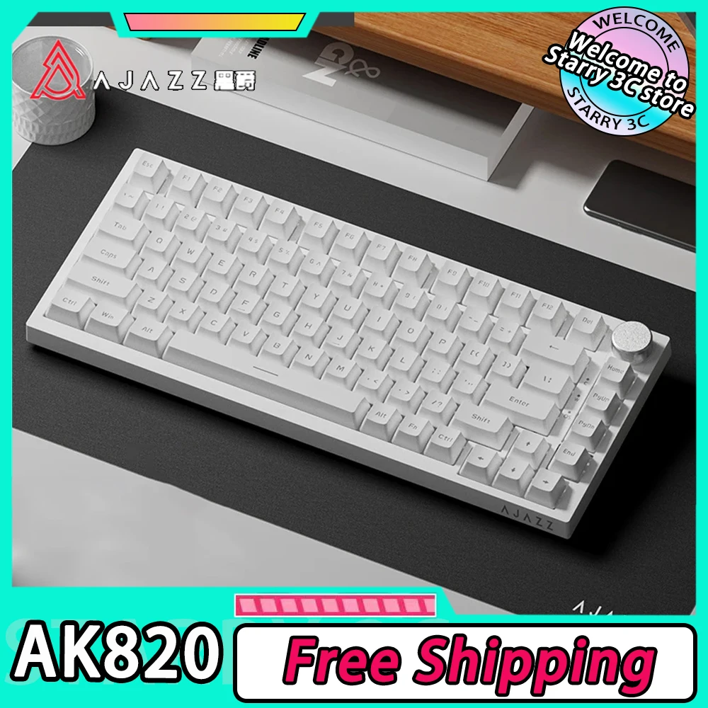 

AJAZZ AK820 Mechanical Keyboard Multifunctional Knob Wired Gaming Keyboard Hot Swap Gasket PC Gamer Accessories Office Gifts