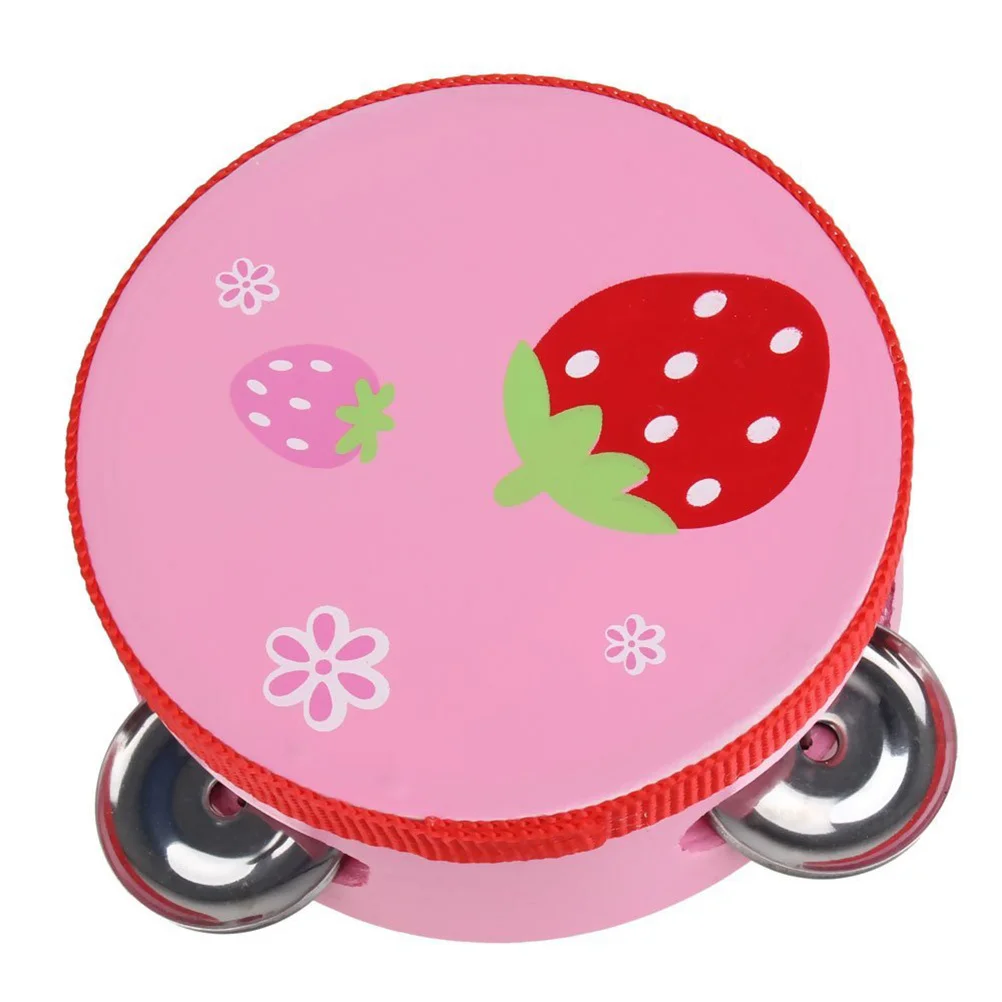 Handbell Clap Drum Tambourine Colorful Cartoon Animals Pattern Safe Food Grade Dye Coordination Development Rattle