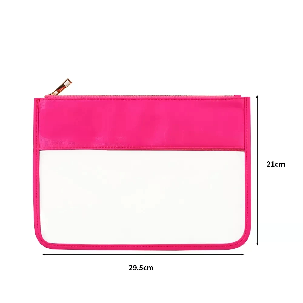 Transparente PVC Nylon Cosmetic Bag para Mulheres, Maquiagem impermeável Bag, Clear Travel Bag, Organizador do banheiro, Banho Toiletry Wash Snack