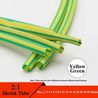 1M Yellow Green Dia 1 2 3 4 5 6 7 8 10 12 14 16 20 25 30 40 50 mm Heat Shrink Tube 2:1 Polyolefin Thermal Cable Sleeve Insulated