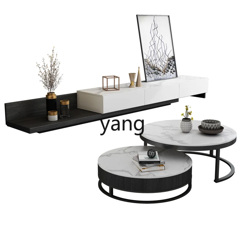 

CX rock panel TV cabinet small apartment modern simple light luxury coffee table