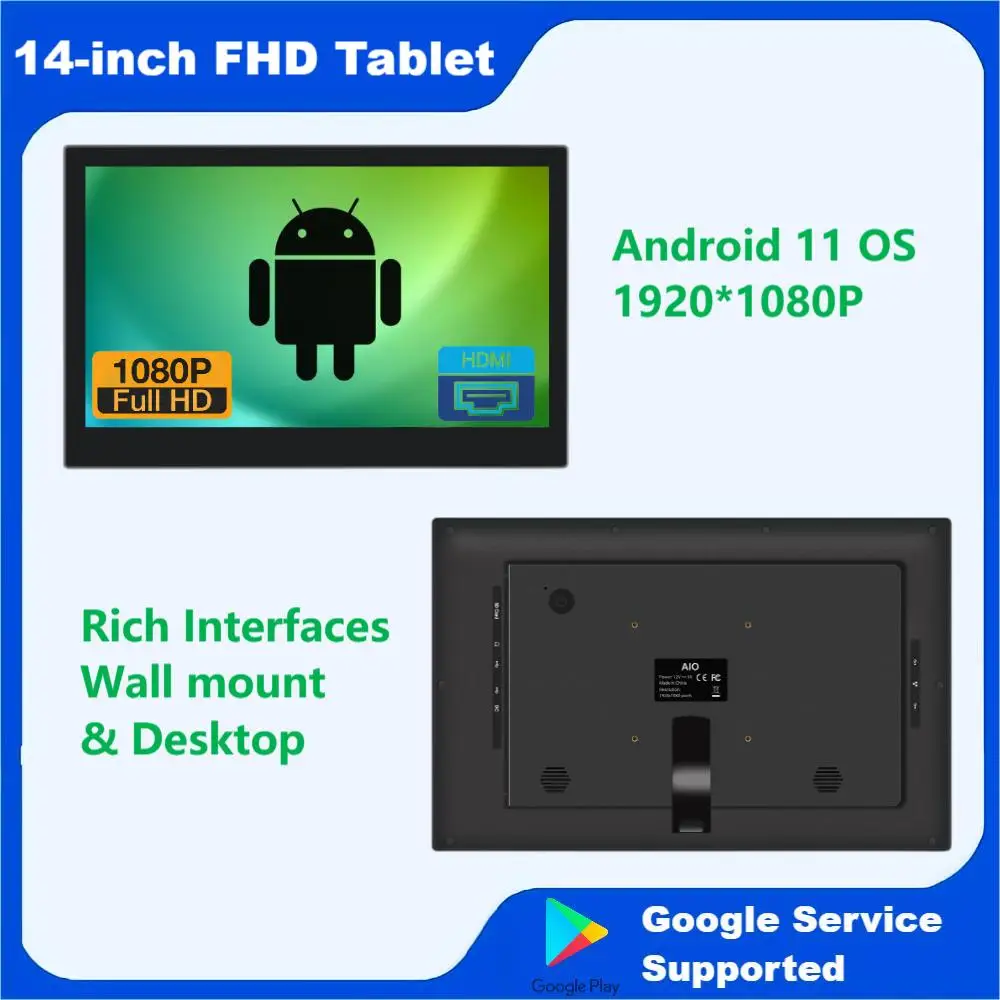 

Настенный 14-дюймовый емкостный сенсорный экран Android PC 1080P промышленный дисплей для ресторана KDS рекламный планшет МОНИТОР VESA