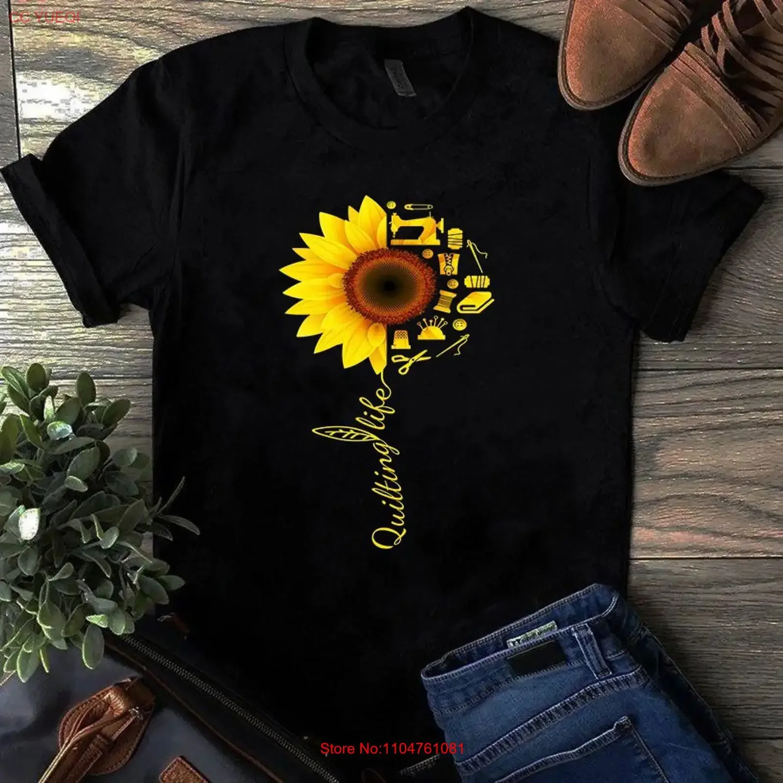 Sunflower Quilting Life Sewing T Shirt vintage Washed Comfortable streetwear Stylish graphic Slightly Breathable Unisex fashion