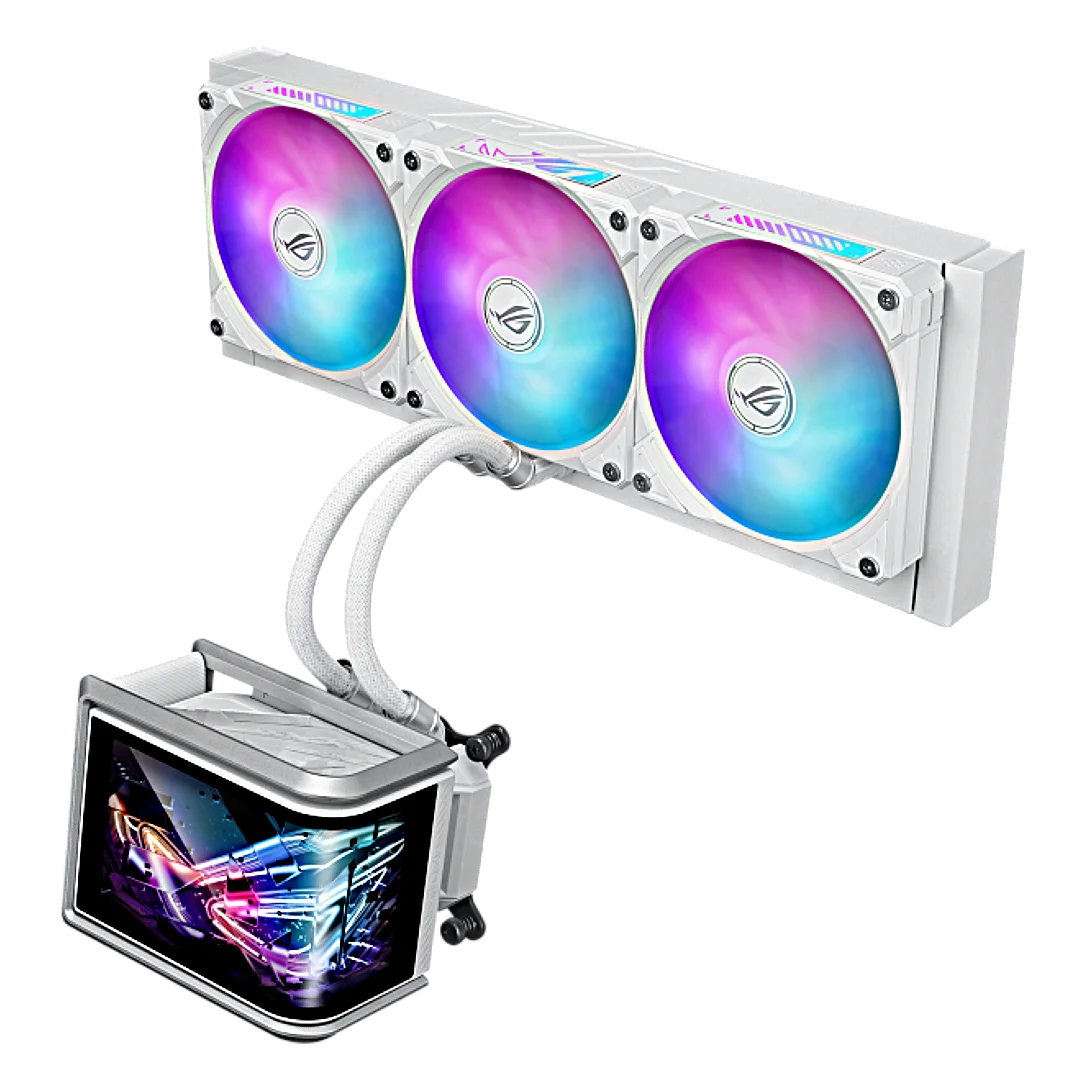 2025 ROG Ryuo IV SLC 360 ARGB White Edition AIO Lequid CPU Cooler Naked Eye 3D AMOLED Display LGA1700/1851 AM4 AM5 for Gaming PC