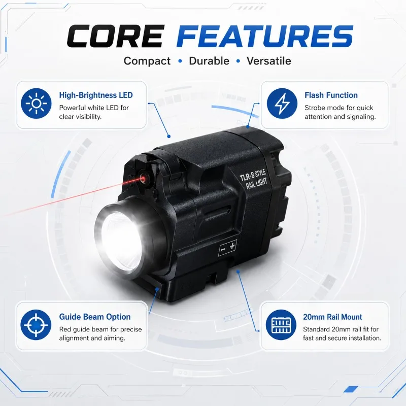 Metal TLR‑8 Multi‑Mode Strobe LED 20MM Rail Mount Model Hobby Decoration Fixture