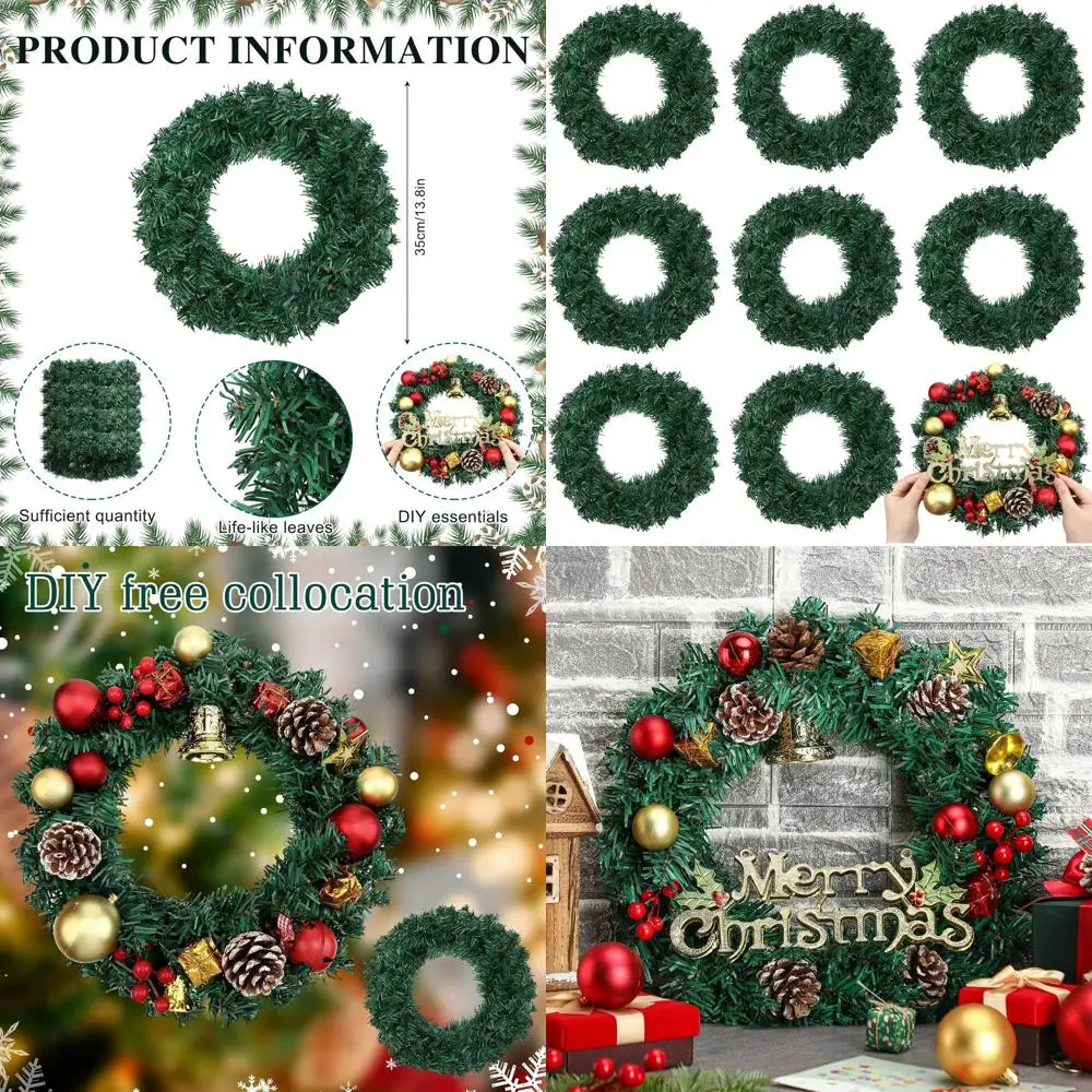 

14 классических искусственных зеленых венков из 8 штук для рождественского декора — для использования в помещении и на открытом воздухе