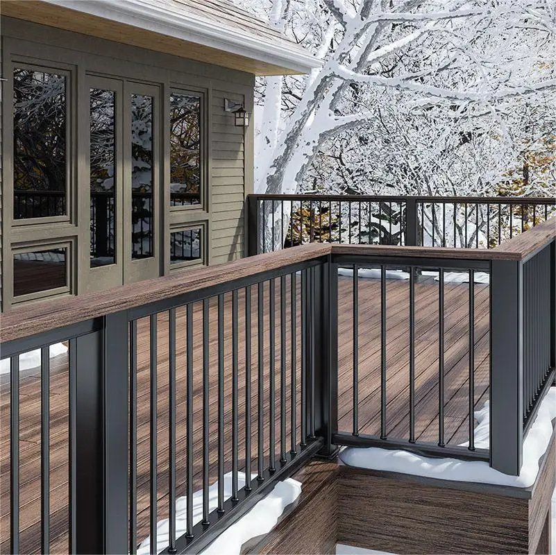 Maatwerk Moderne aluminium dekrailing met gepoedercoating Eenvoudige installatie Roestbestendig balustrade voor appartement