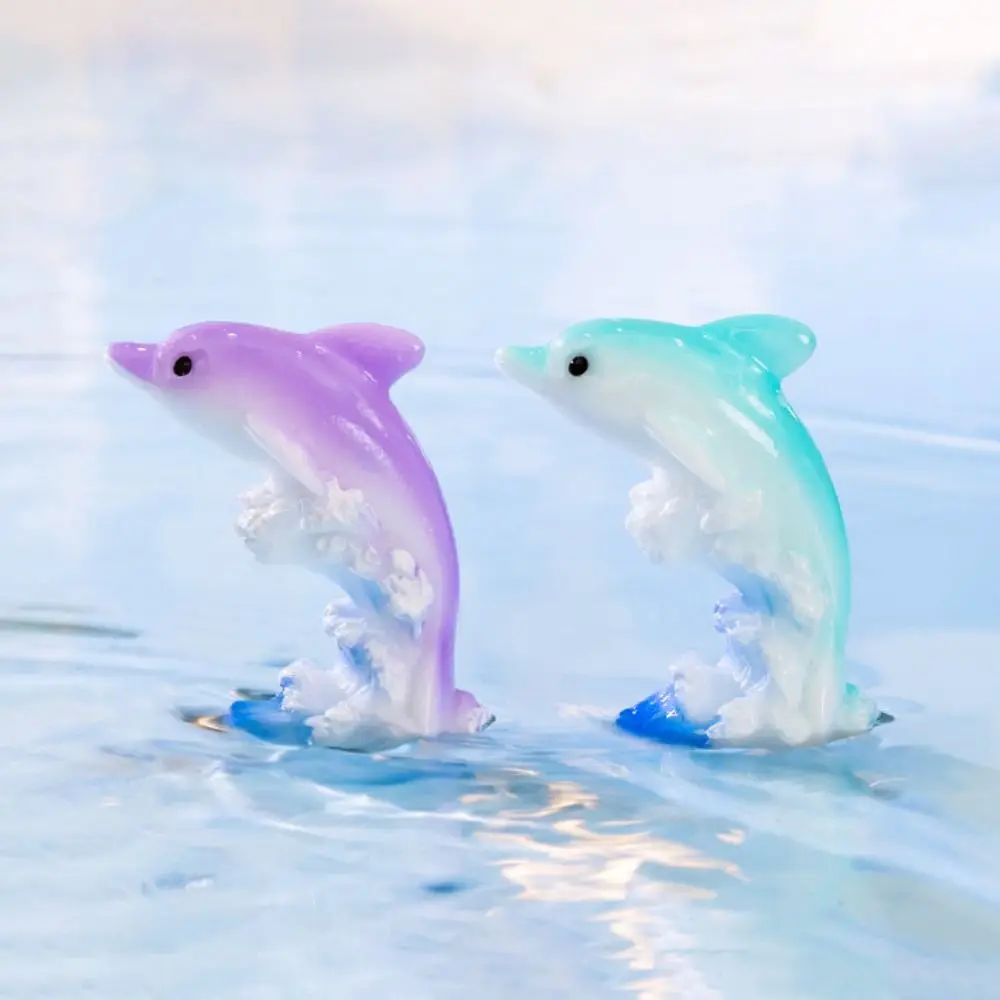 Creative Ocean Series Seven Color Dolphin Simulation Cartoon Mini Dolphins Ornaments Resin Car Desktop Ornaments Landscape