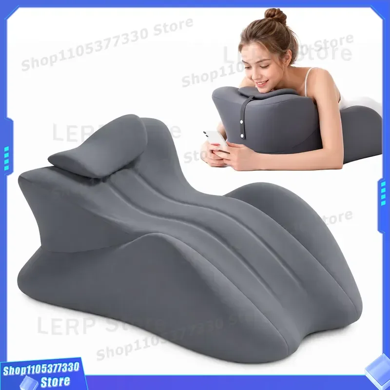 Oversized Memory Foam Pillow for Side Sleepers Raised Bed Rest Cushion with Phone Holder Support Pad Suitable for Supine