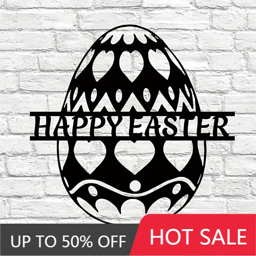 

1PC Exclusive Tailorable Vintage Style Metal Easter Egg Wall Art with Hearts Personalize for Indoor Outdoor Easter Decor Ideal G