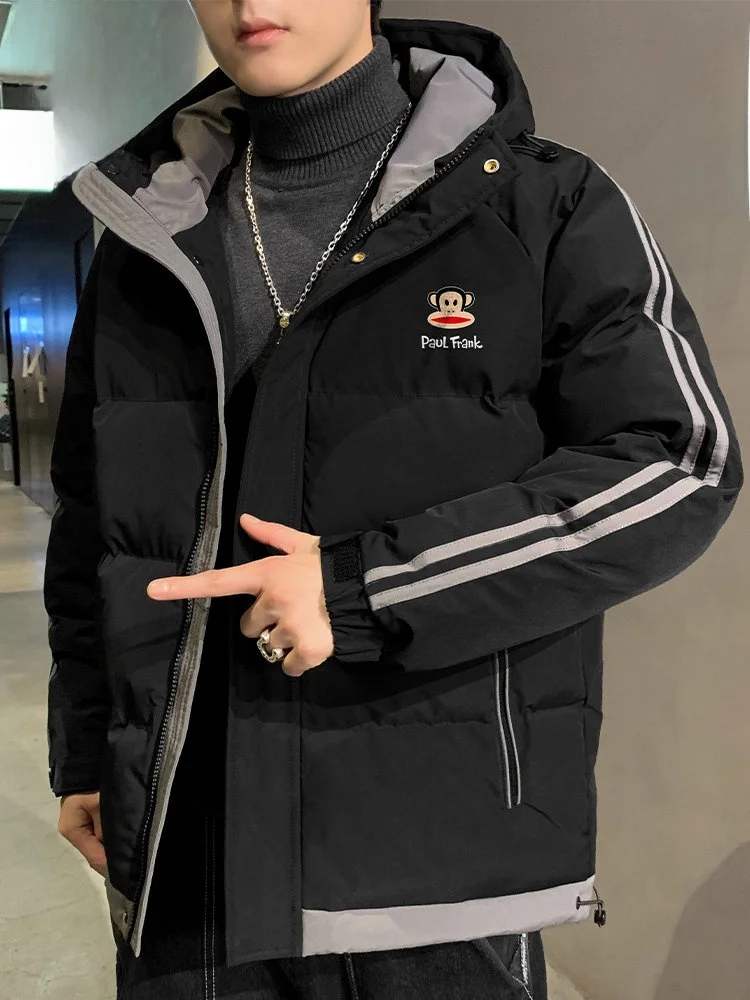 

Мужская зимняя куртка Paul Frank Large-Mouth Monkey с капюшоном, утепленная флисом, свободного кроя, из хлопка, для защиты от холода, молодежная мода