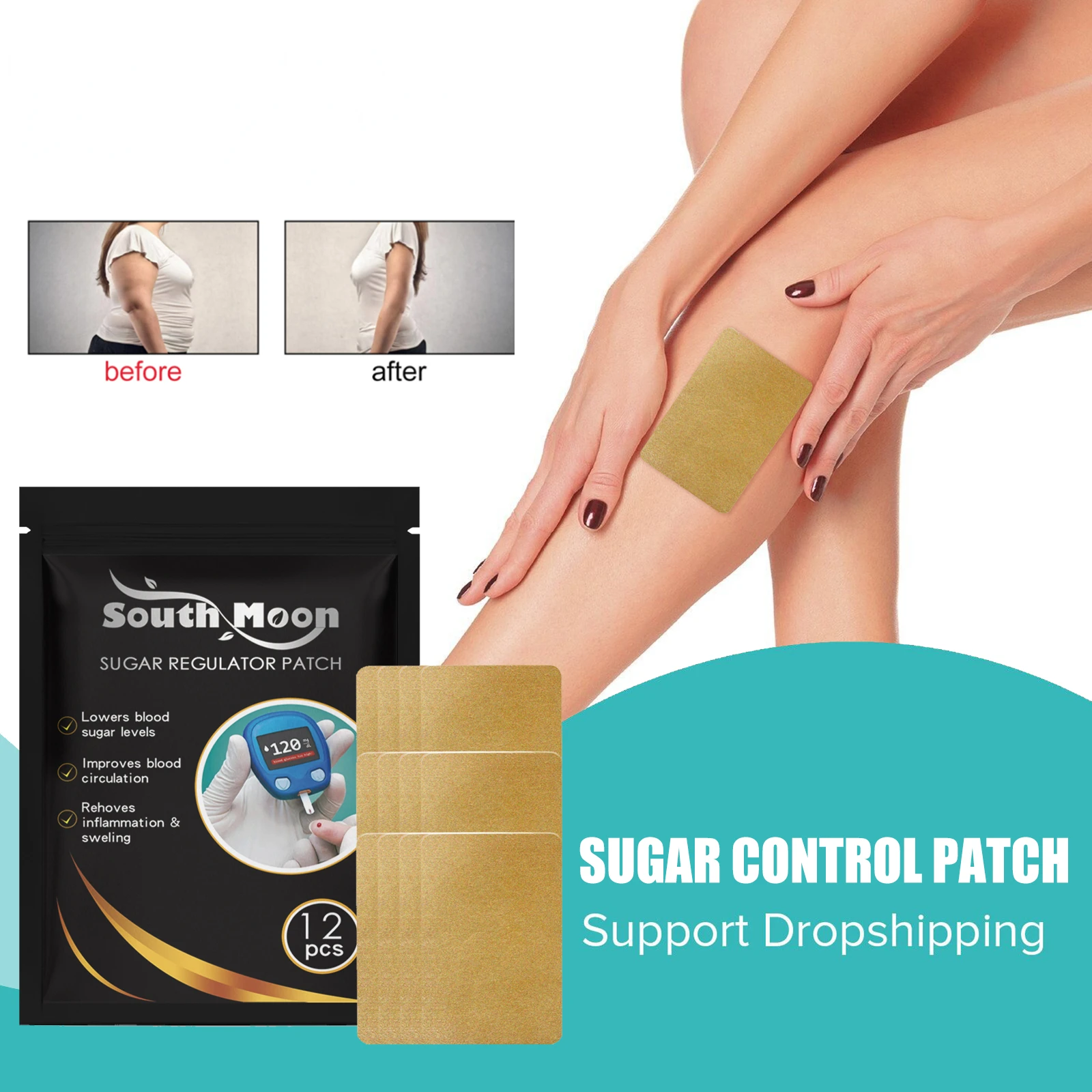 Diabetic Patch Treatment Lower Blood Glucose Secrete Insulins Promote Blood Circulation Clean Vessel Reduce Sugar Plaster 12pcs