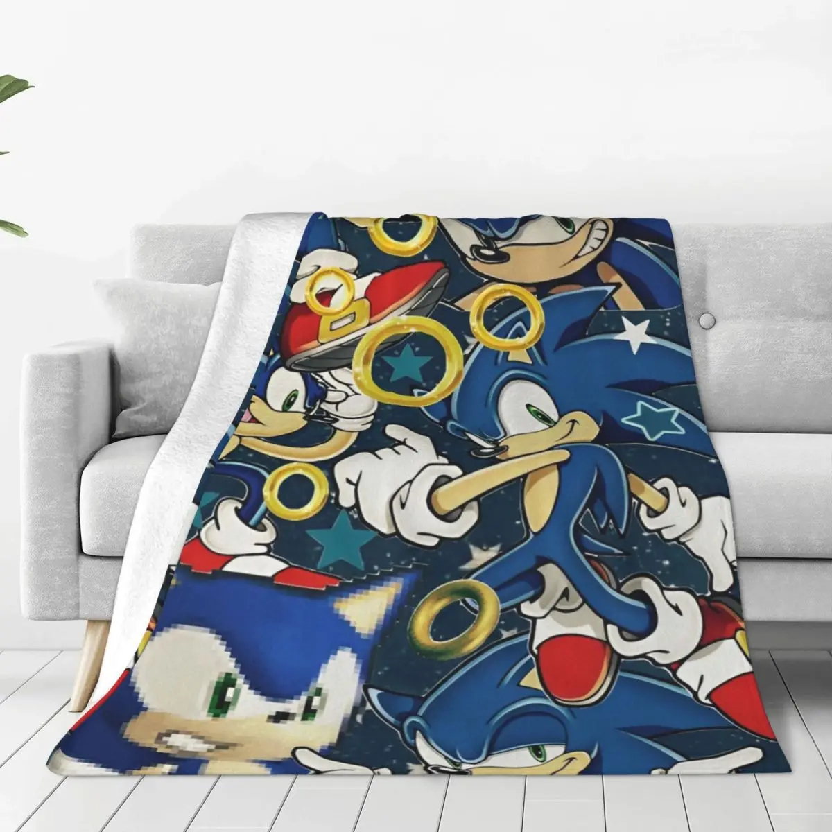 Soniced Fuzzy Blanket Cartoon Game Awesome Throw Blankets for Bed Sofa Couch Bedspread