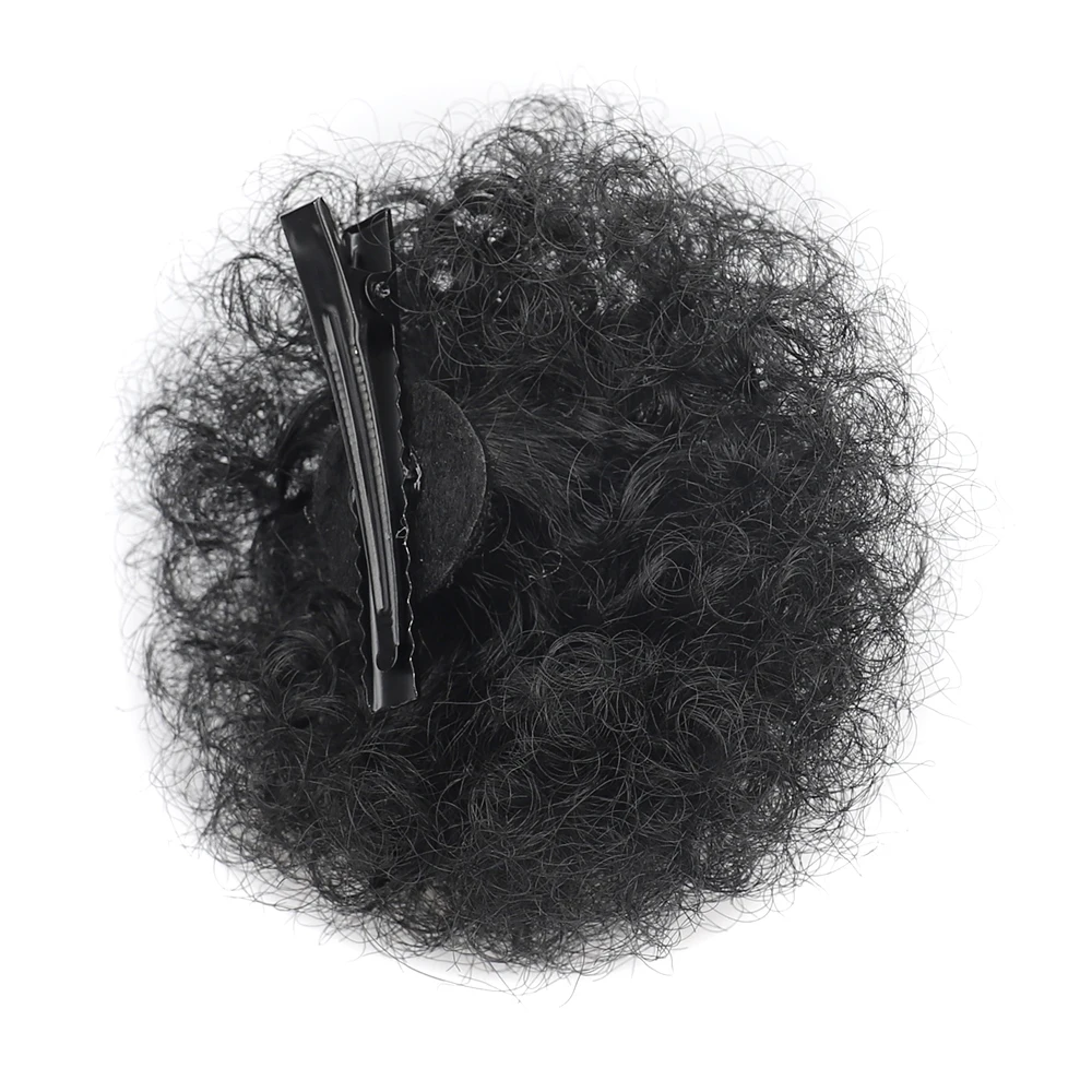 Synthetischer Afro-Puff-Clip-on-Haarknoten für Kinder, kleine verworrene lockige Pferdeschwanzverlängerung für kleine Mädchen, Haarteil mit wiederholtem Einsatz