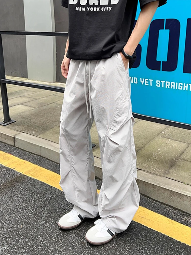 

Американские свободные брюки-карго прямого кроя для мужчин, модные повседневные длинные брюки для ранней осени от трендового бренда