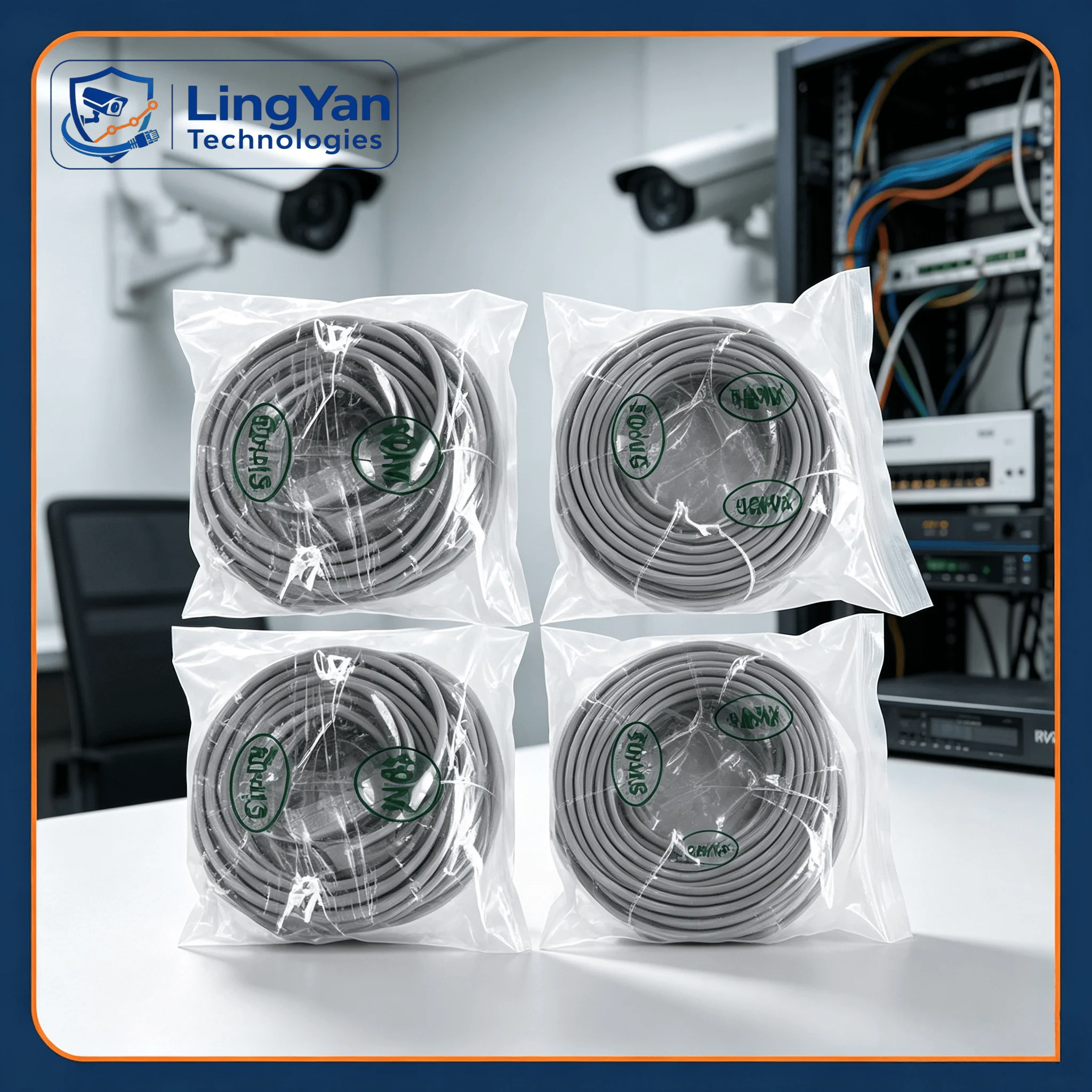 Outdoor Surveillance Installation Accessory PoE 4-Core RJ45 DC Cable Kit Ethernet Power Wire For IP Camera NVR Setup