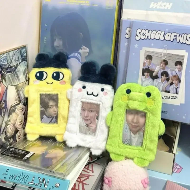 Japanse Cartoon Pluche Kaarthoes Tamagotchi Mametchi Mimitchi Meisje Polaroid Foto Ansichtkaarthouder Tas Hanger Rits Decoratie