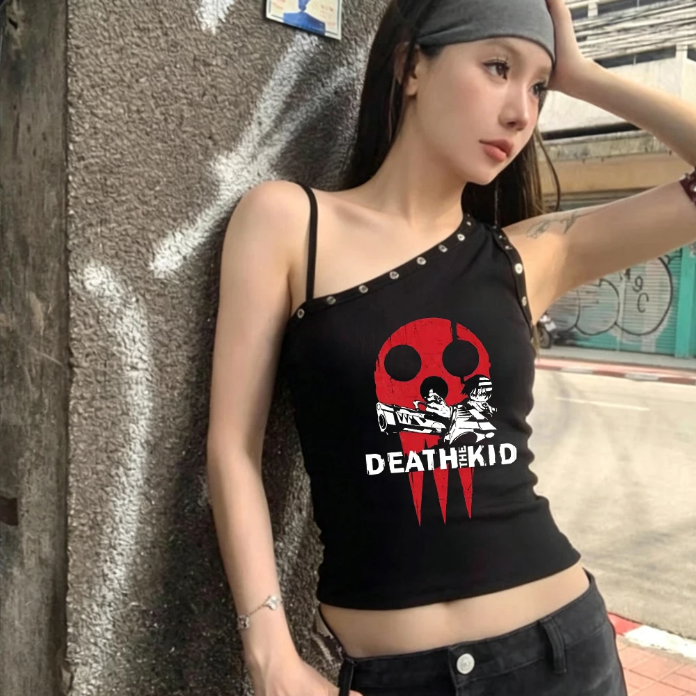 Soul Eater cropped top ladies meme 2000s cutecore grunge t-shirt emo y2k anime harajuku funny