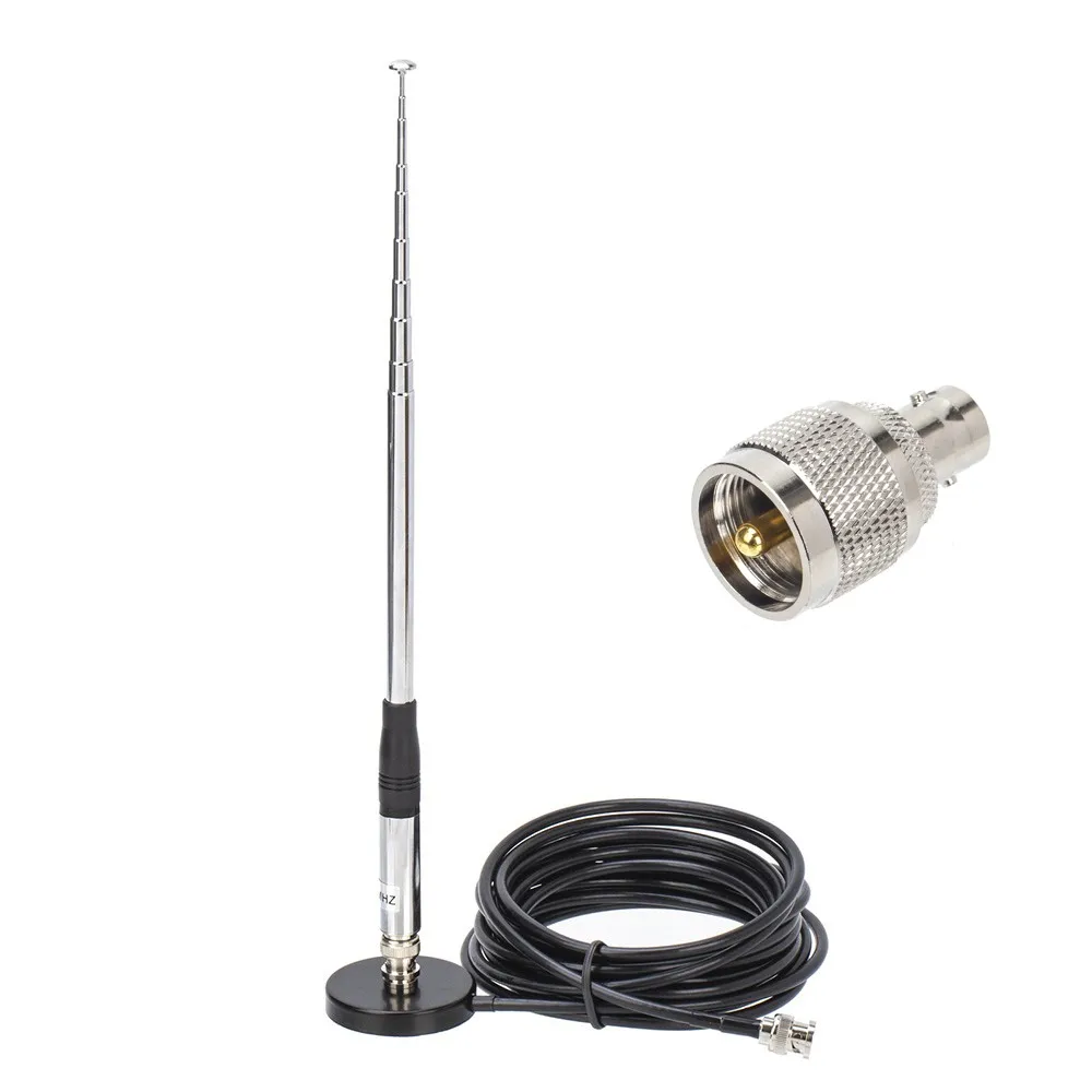 27MHz BNC and PL259 Connector 9-51Inch Telescopic/Rod Antenna with 5M Coaxial Cable Magnetische Dak Mount Base and for CB Radio