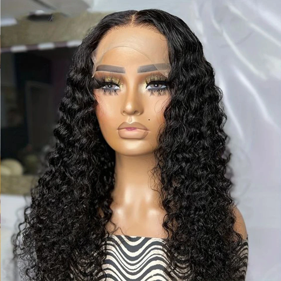 

Joedir Deep Wave Black Natural Water Wave Wig Glueless Lace Wigs Transparent Lace Front Human Hair Wigs For Women Brazilian Remy