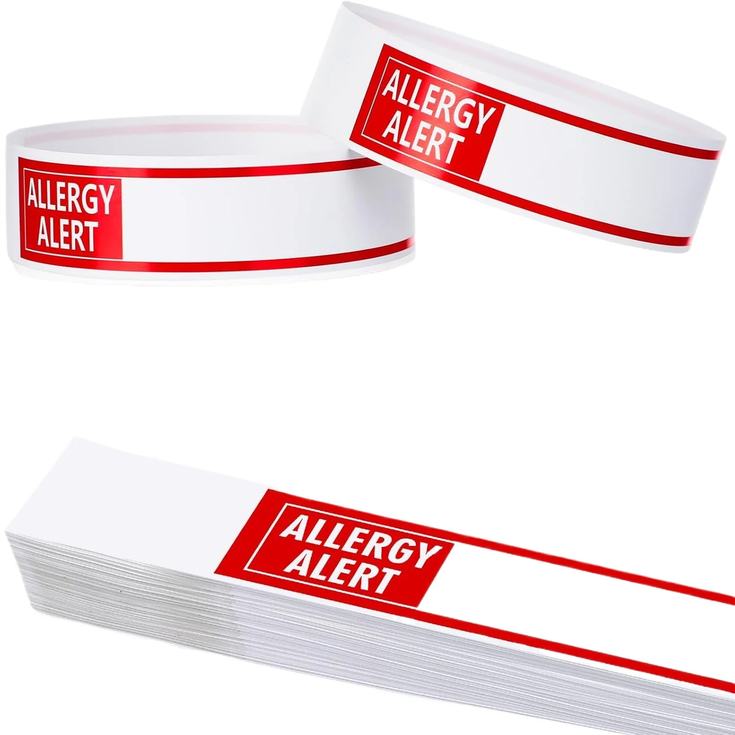 

Red Allergy Alert Paper Wristbands 600 Pcs Disposable Hospital Patient ID Bands For Sports Events