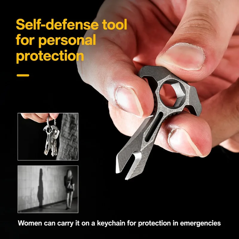 Titanium EDC Portable Prybar Multifunctional Hand Implement Outdoor Defense Emergency Auto Tool Knuckle Protector for Camping