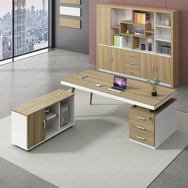 Wooden Manager Office Desks Computer Luxury Storage With Drawers Office Desks Corner Simple Design Furniture Er Arbeitet LLOD