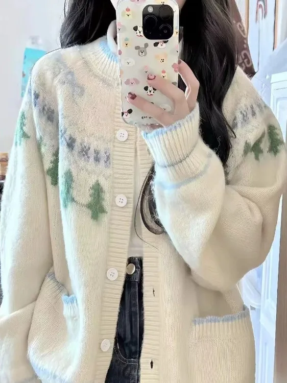 

Women's Knitted Sweater Jaet Autumn Winter Outerwear Lazy Sle New Arrival Top 2025 Small Size Open Cardigan Korean Sle