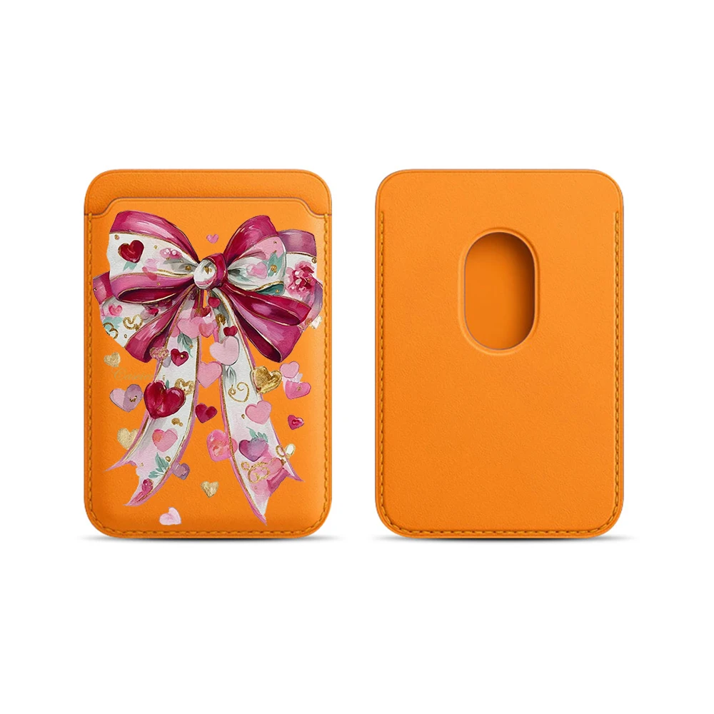 Coquet Rosa Schleife Leder-Kartenetui Handyhülle Kartenhalter Geeignet für alle iPhone-Hüllen Magsafe Magnetische Karten-Handy-Rückentasche – Detail 10