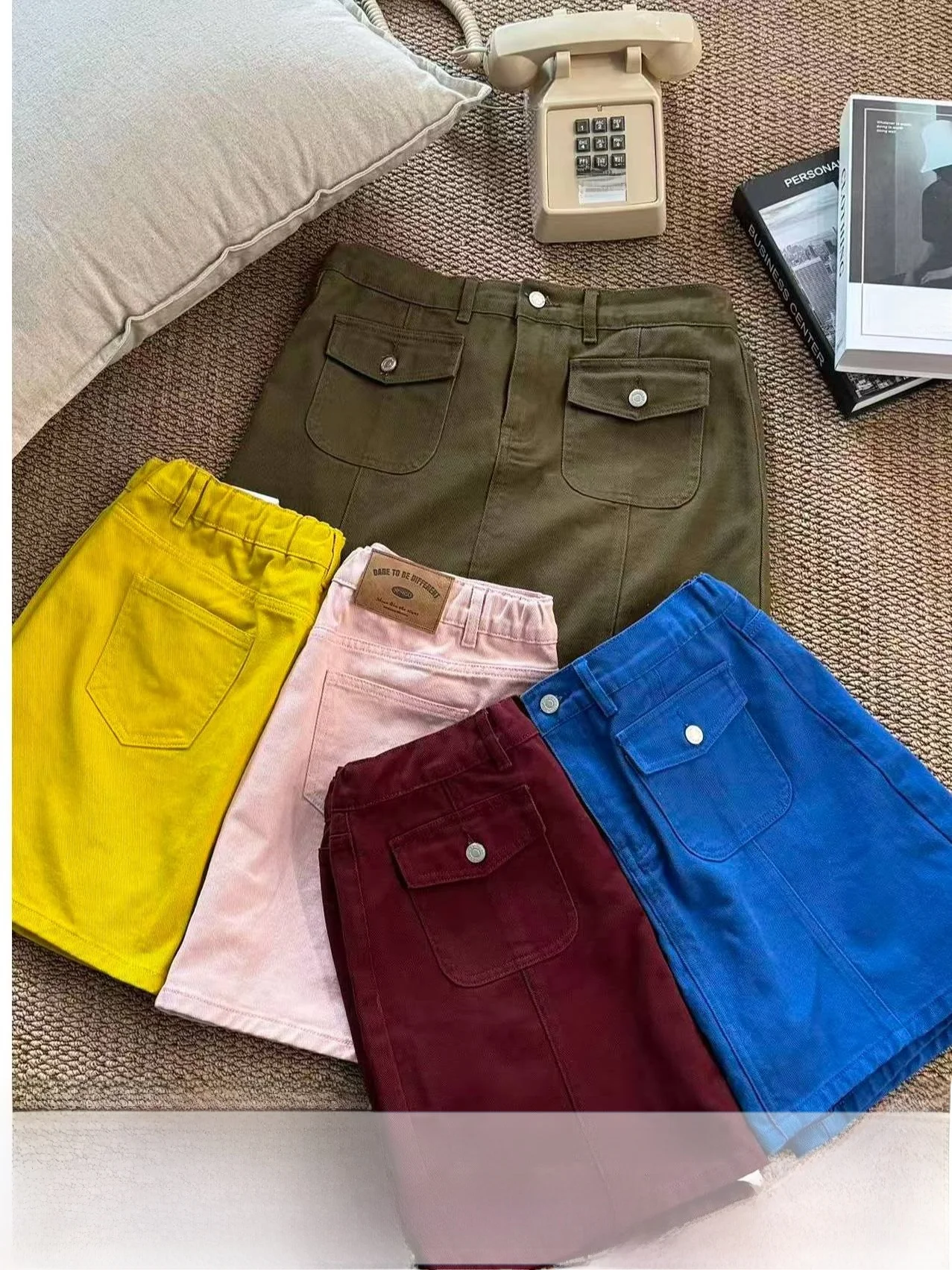 

Джинсовая юбка-брюки JINGU Bangkok Tra с двойной эластичной высокой талией, А-силуэт, молодежная мода, Ханьфу