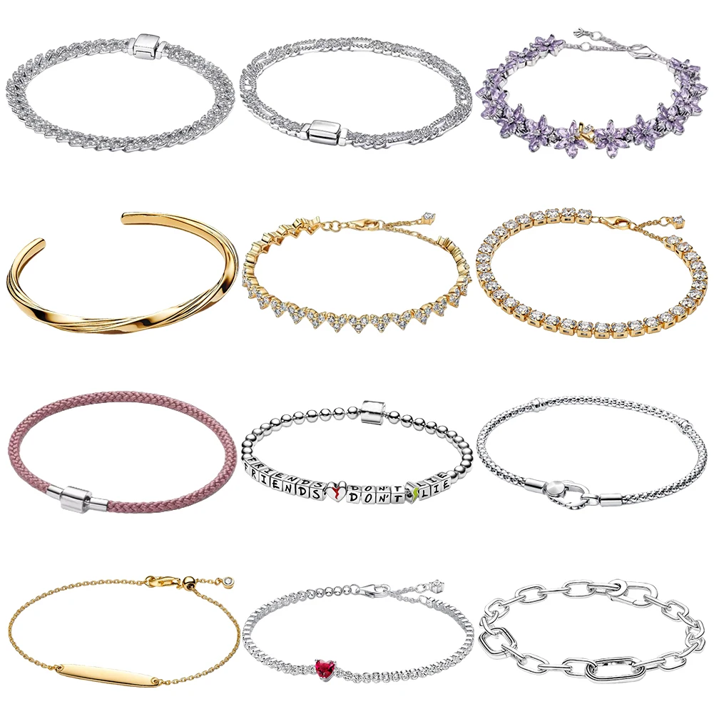 

New 925 silver hot selling purple flower love skin rope woven bracelet for women, exquisite DIY jewelry gift