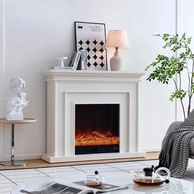 

White Cozy Living Room Fireplace Natural Wood Modern Luxury Living Room Cabinets French Nordic Meuble Rangement Furniture