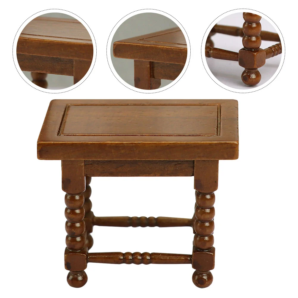 

Maroon Stool Model House Tea Table Small Accessories Ornament for Mini Decoration Wood Miniature Side