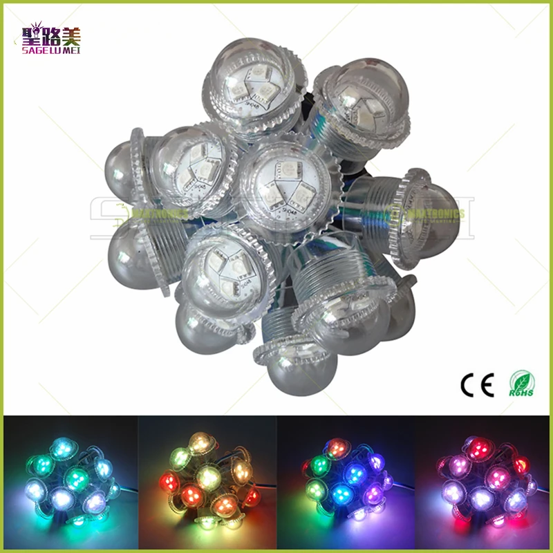 Módulo LED de cubierta transparente de 26mm de diámetro, luz de punto expuesto, 3 led, 5050 SMD, Chips RGB, píxeles LED, resistente al agua IP68,