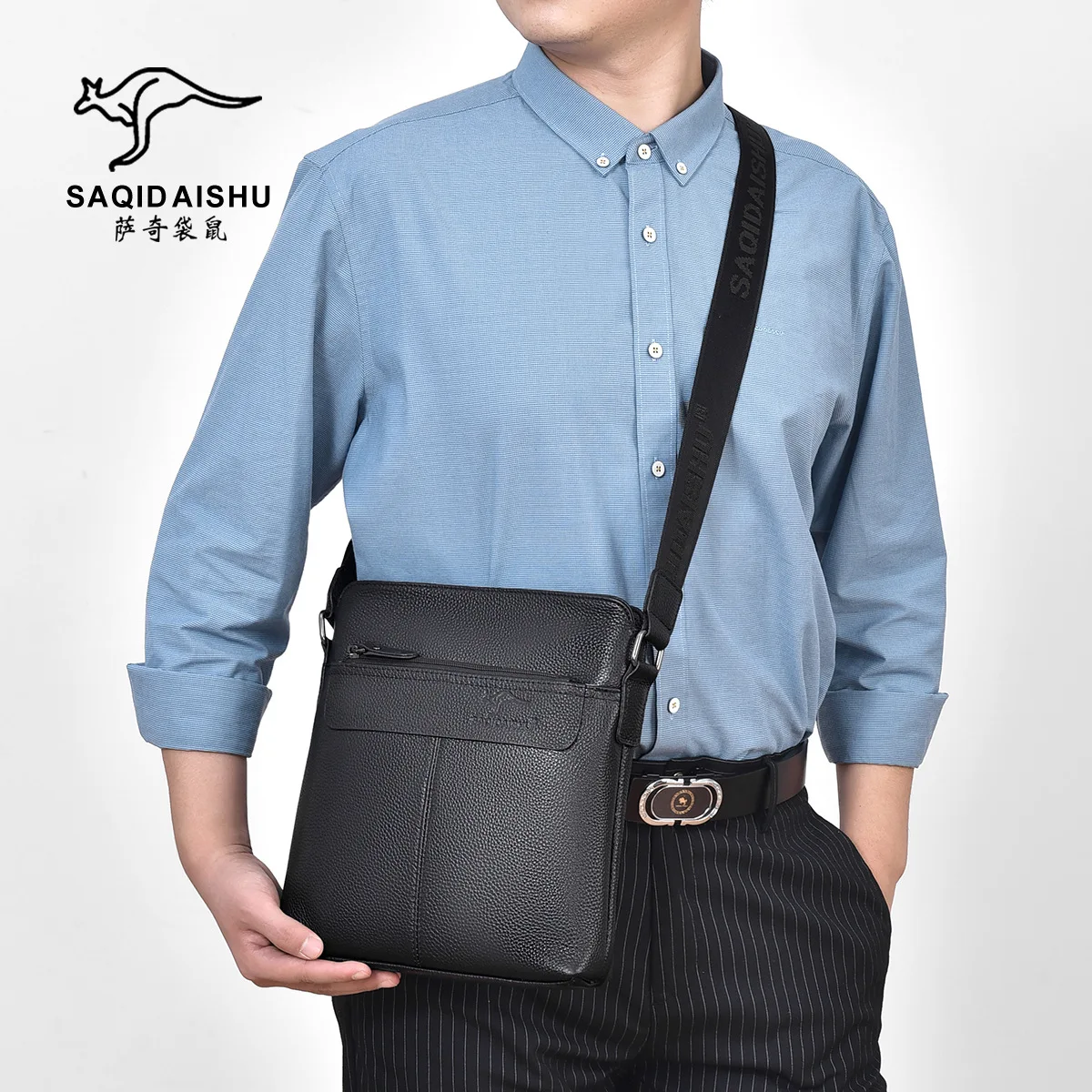 

Men's Large Capacity Genuine Leather Lightweight Shoulder Bag for Business Men - Casual Large Capacity Crossbody Bag