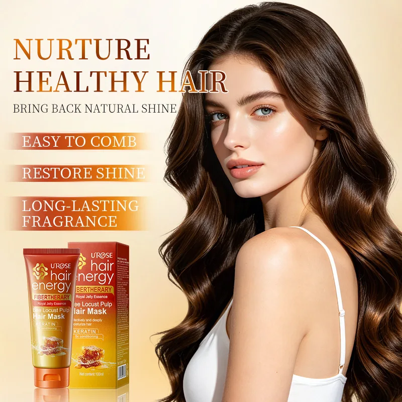 100ml Anti-Frizz Royal Jelly Hair Mask Bee Locust Pulp Extract Keratin Treatment Moisturizing Hair Scalp Creambath Extra Smooth