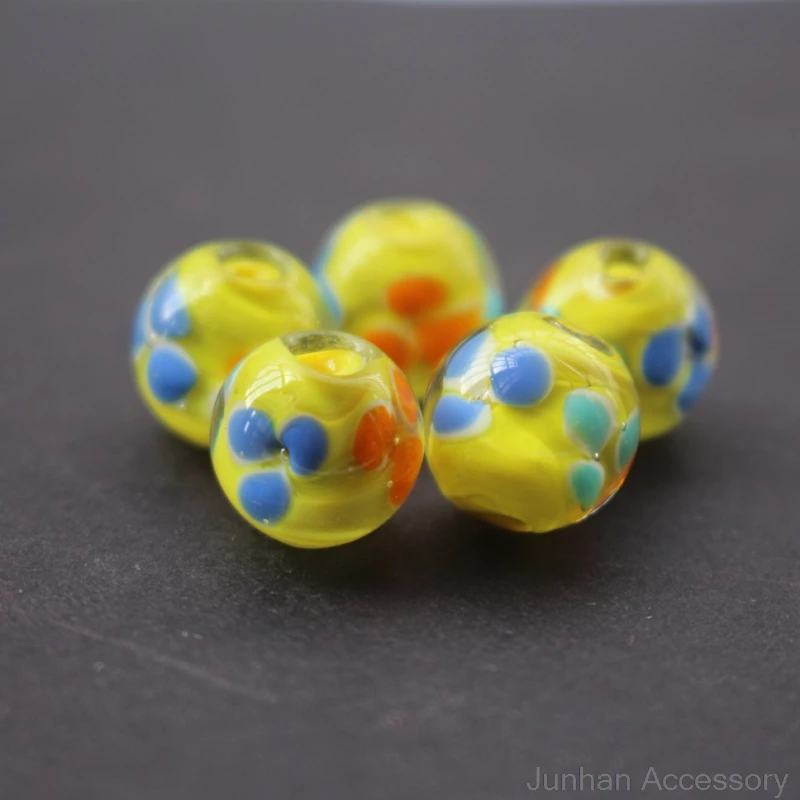 10Pcs 12mm Handmade Glass lampwork beads 3 mix Flower Beads multi- Color  for jewelry making Wholesale and Retail