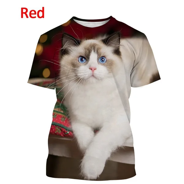 New Men's and Women's Fashion Casual Animal Short Sleeved T-shirt Fashion Pet Ragdoll Cat T Shirt Unisex Cute Streetwear Top