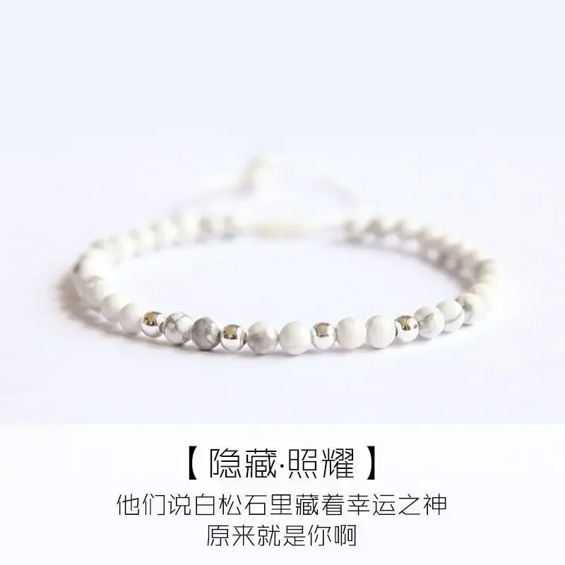 Pulsera de cuentas de Buda de la suerte para hombre y mujer, brazalete de color turquesa y blanco, tejido Simple, se puede ajustar a un buen aspecto, 2023