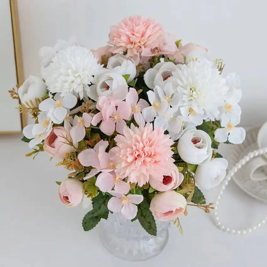 

Artificial Flower Tea Buds Hydrangea Home Vase Table Outdoor Garden Garland Wedding Bridal Bouquet Festival Party Diy Gift Decor