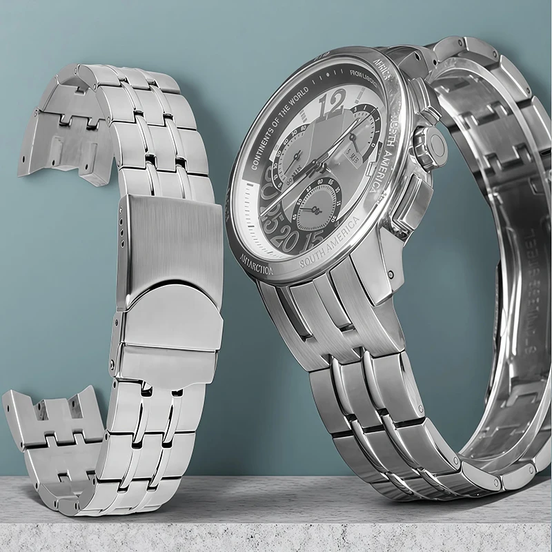 21mm For Swatch YRS403 YRS412 YRS402G 406G007 Stainless steel watchband men arc concave bracelet Wrist strap Watch Accessories