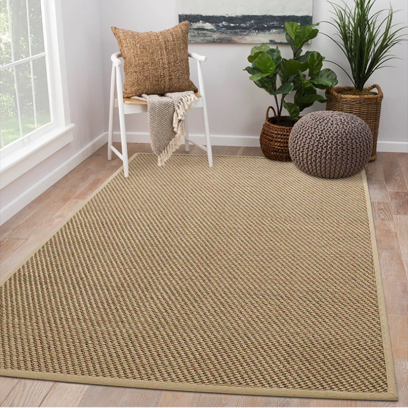 

Living Room Carpet Natural Jute Hand Woven Home Decoration Bedroom Rug Wear Resistant Durable Soft Comfortable Breathable Mats