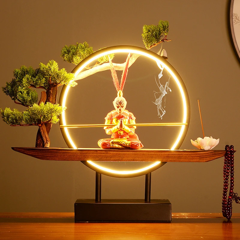 Monkey King Statue - Chinese Style Office, Clubhouse, Villa, Living Room, Entryway Zen Decoration - Sun Wukong Fighting to Defea