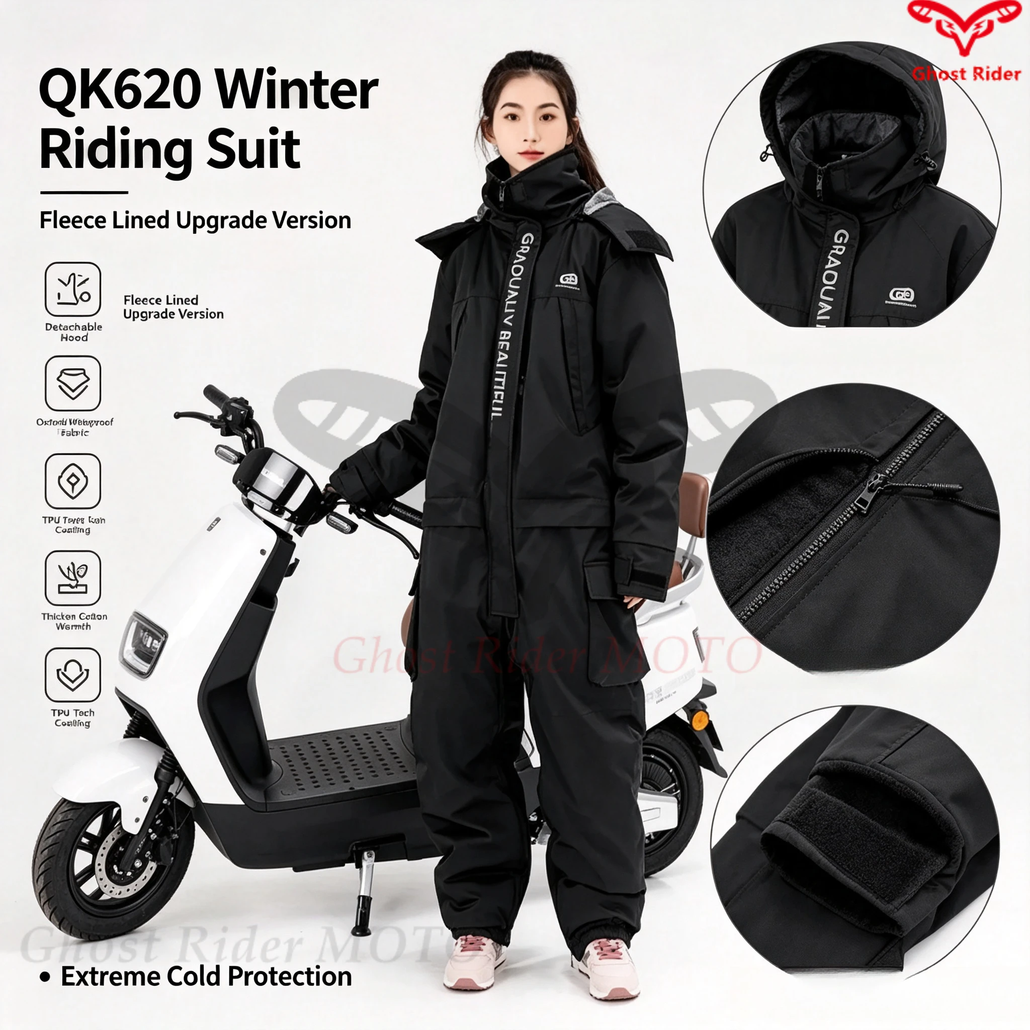 Motorcycle suits coveralls fleece thickened for men women windproof waterproof snowmobile cold-resistant cycling gear