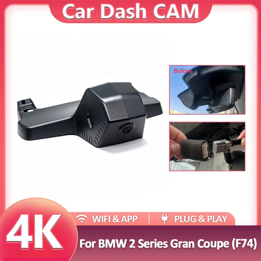 New! 4K Dedicated Dash Cam for BMW 2 Series Gran Coupe (F74) 2025 2026 WiFi & APP Wireless Plug and Play Dashcam Camera Recorder